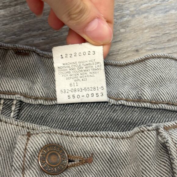 Vintage 90s Levis 550 Gray Mens 34x33 Relaxed Straight Denim Jeans USA Red Tab - Picture 7 of 14